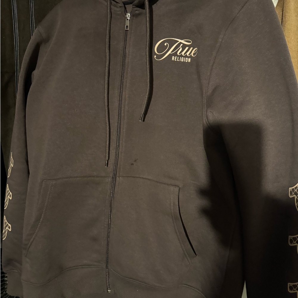 True Religion Brown Java Filled Zip Hoodie